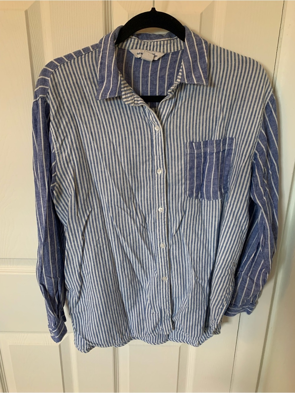 Linen Blue Striped Button-Up Shirt